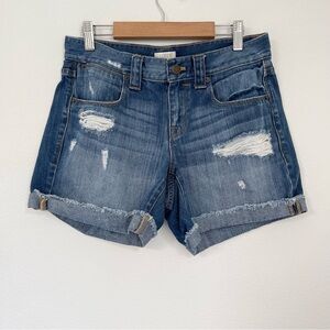 J. Crew Distressed Medium Blue Wash Denim Shorts Size 25